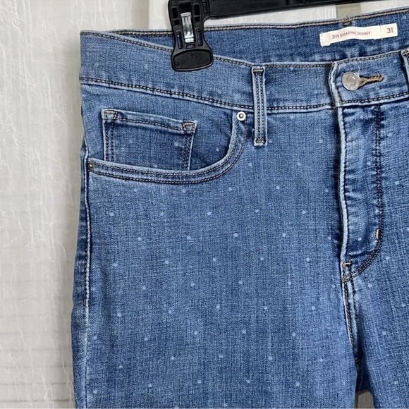 LEVI’S 31 Azure Blue Polka Dot 311 Shaping Skinny Stretch Jeans - Picture 9 of 16